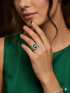 Luxe Sunburst Halo Ring With Inlaid Moissanite. Size 6. NWT/GRA-GIFT READY.
